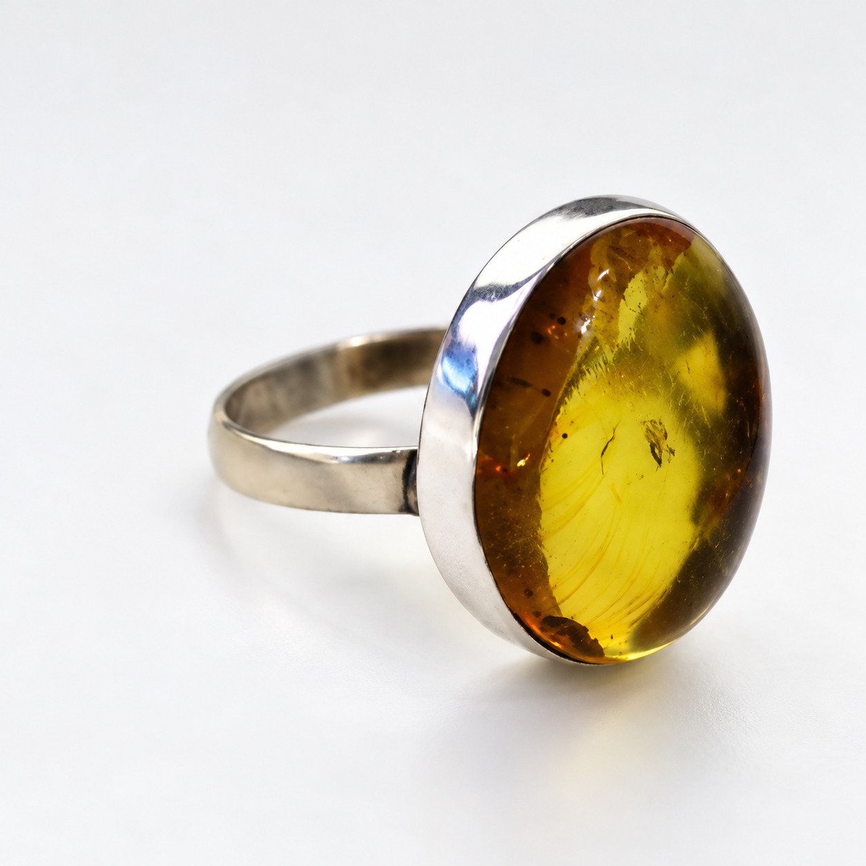 Handmade orange green Dominican amber sterling silver ring 4g – photo 7