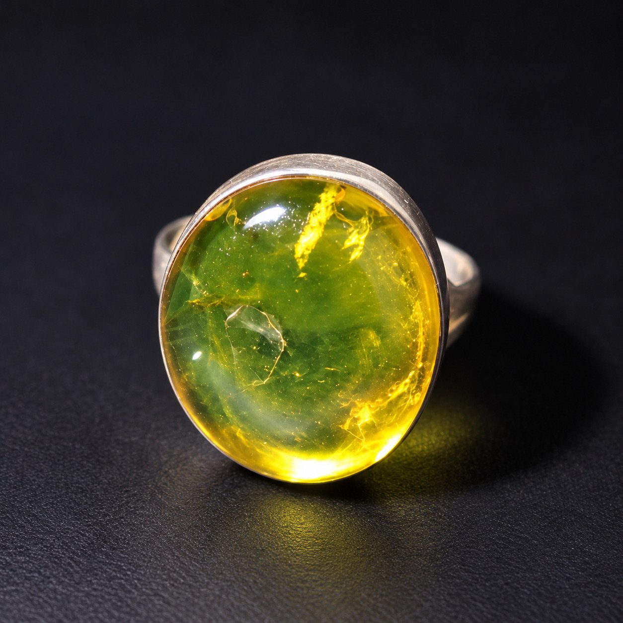 Handmade orange green Dominican amber sterling silver ring 4g – photo 9