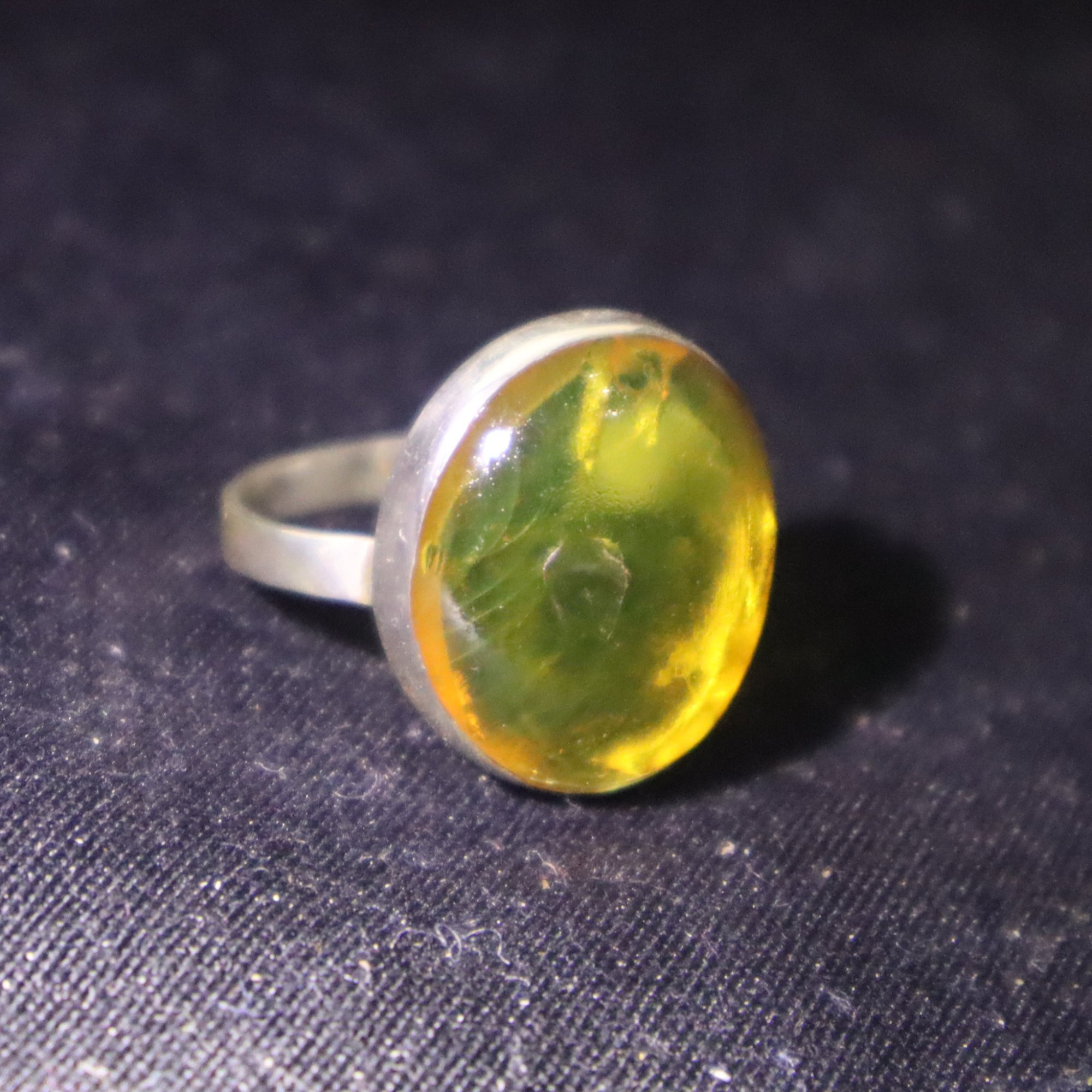 Handmade orange green Dominican amber sterling silver ring 4g – photo 12