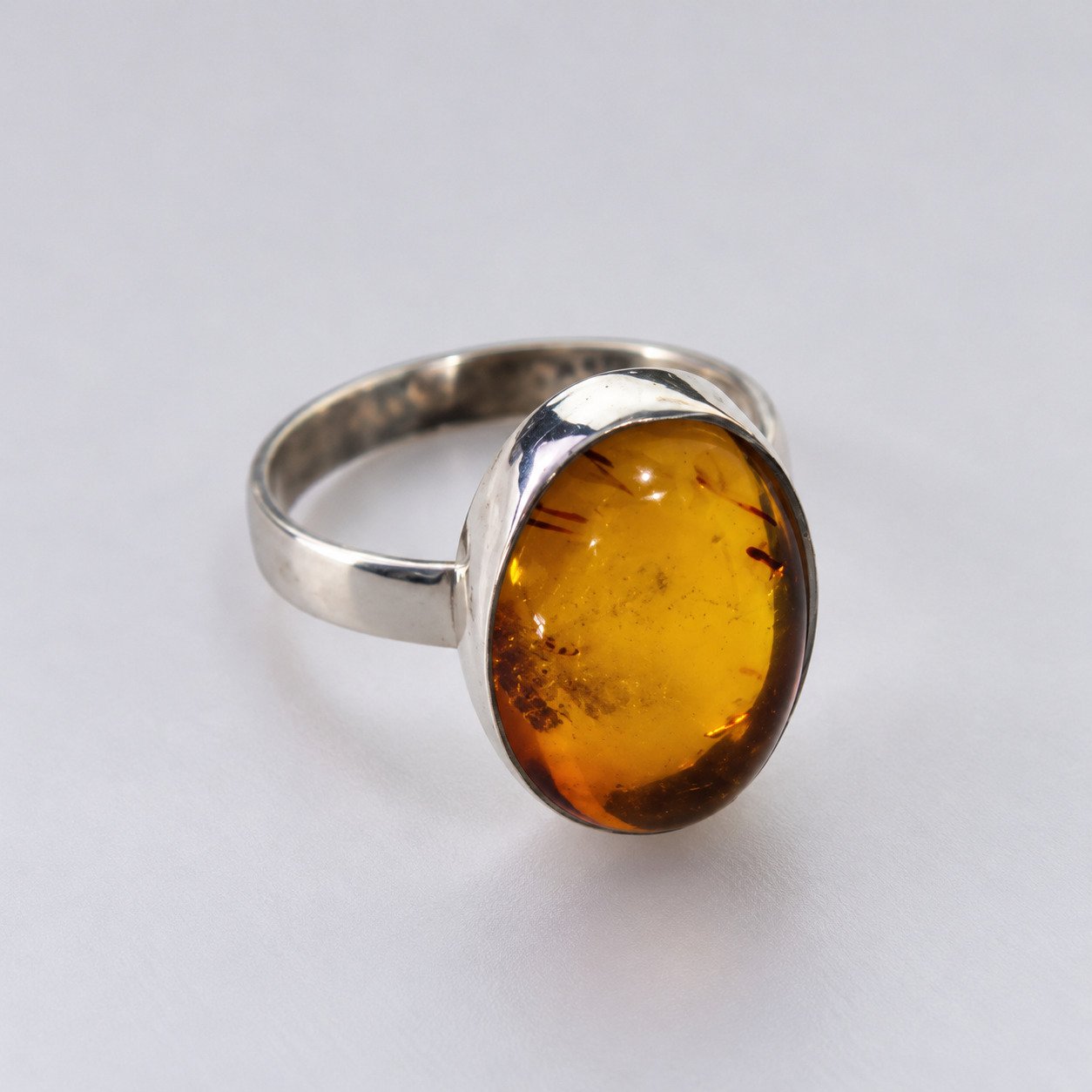 Artisan crafted orange green Dominican amber sterling silver ring 2.9g – photo 2