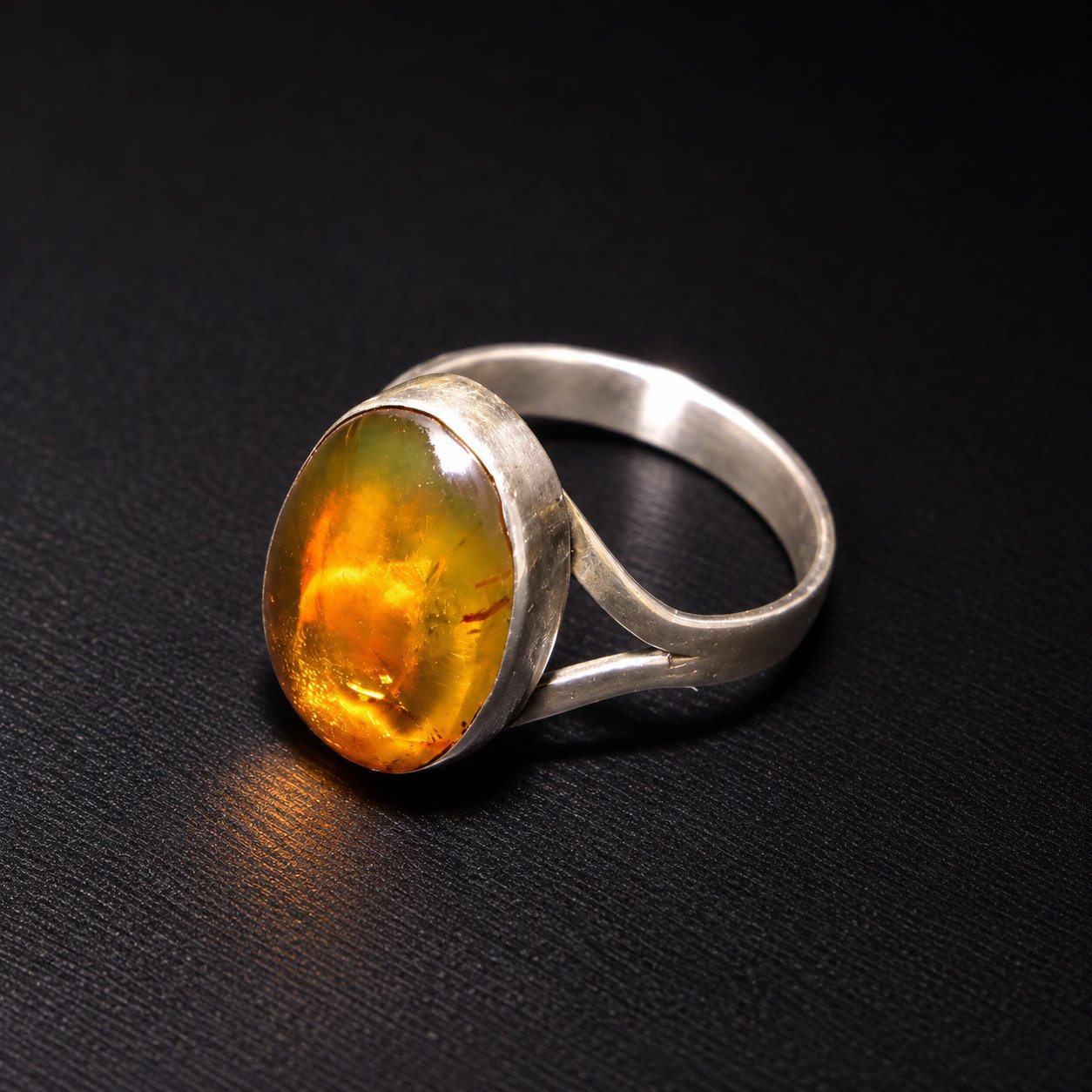 Artisan crafted orange green Dominican amber sterling silver ring 2.9g – photo 3