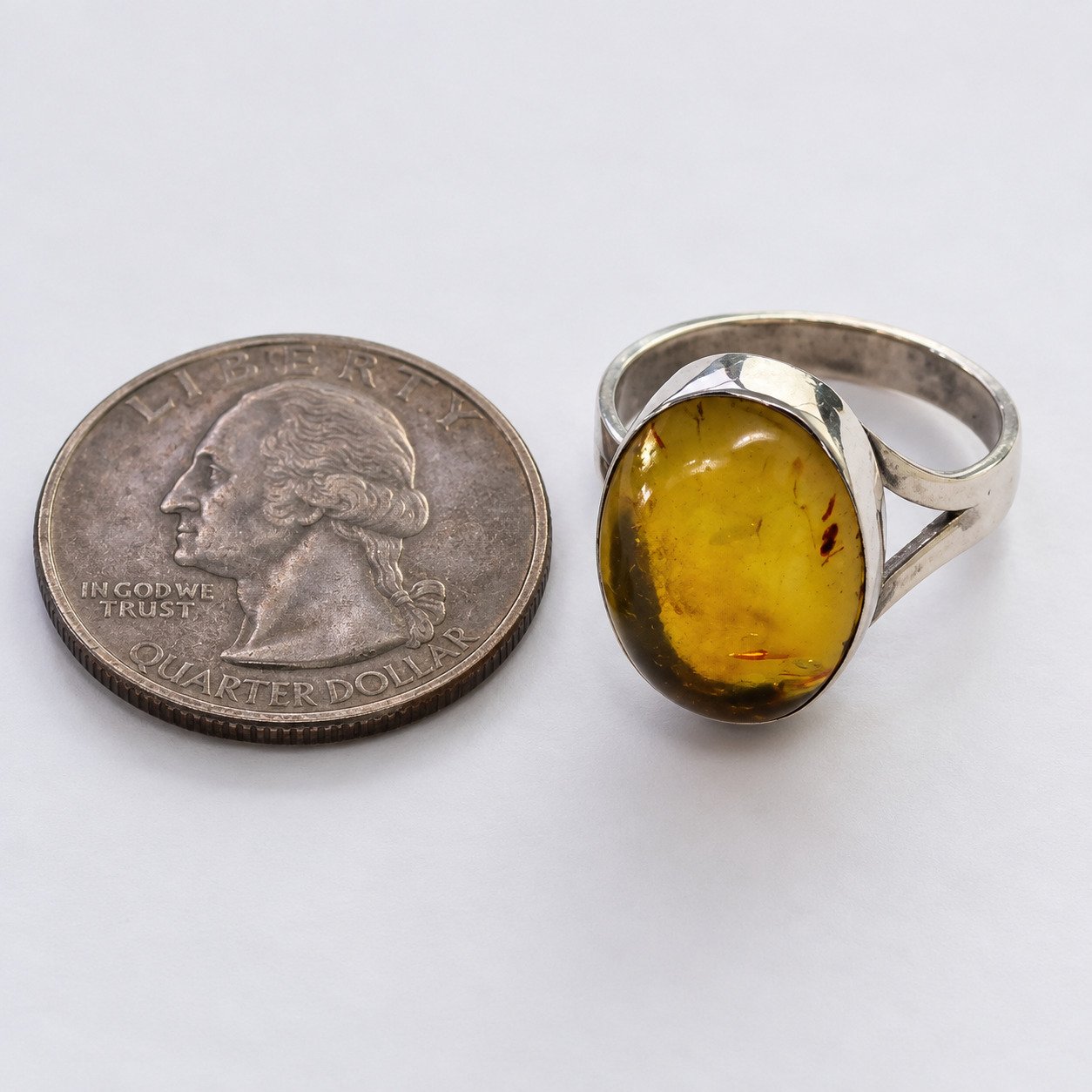 Artisan crafted orange green Dominican amber sterling silver ring 2.9g – photo 4
