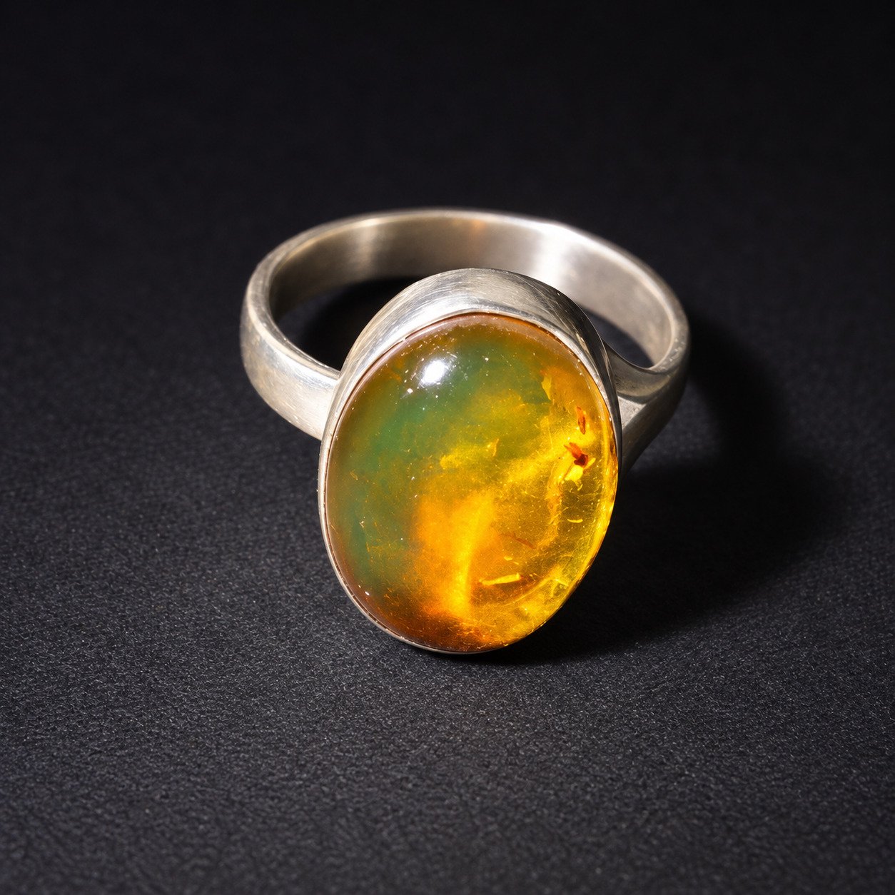 Artisan crafted orange green Dominican amber sterling silver ring 2.9g – photo 6