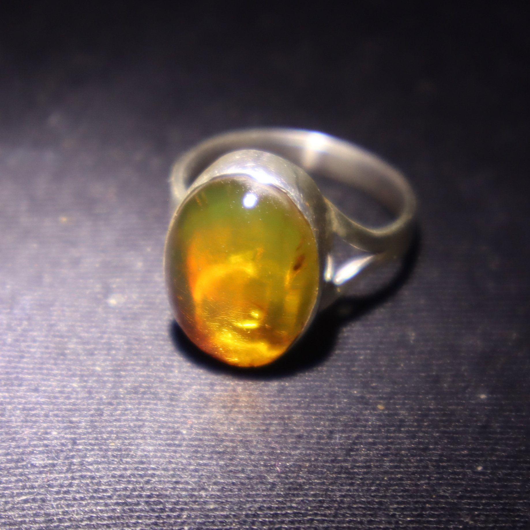 Artisan crafted orange green Dominican amber sterling silver ring 2.9g – photo 7