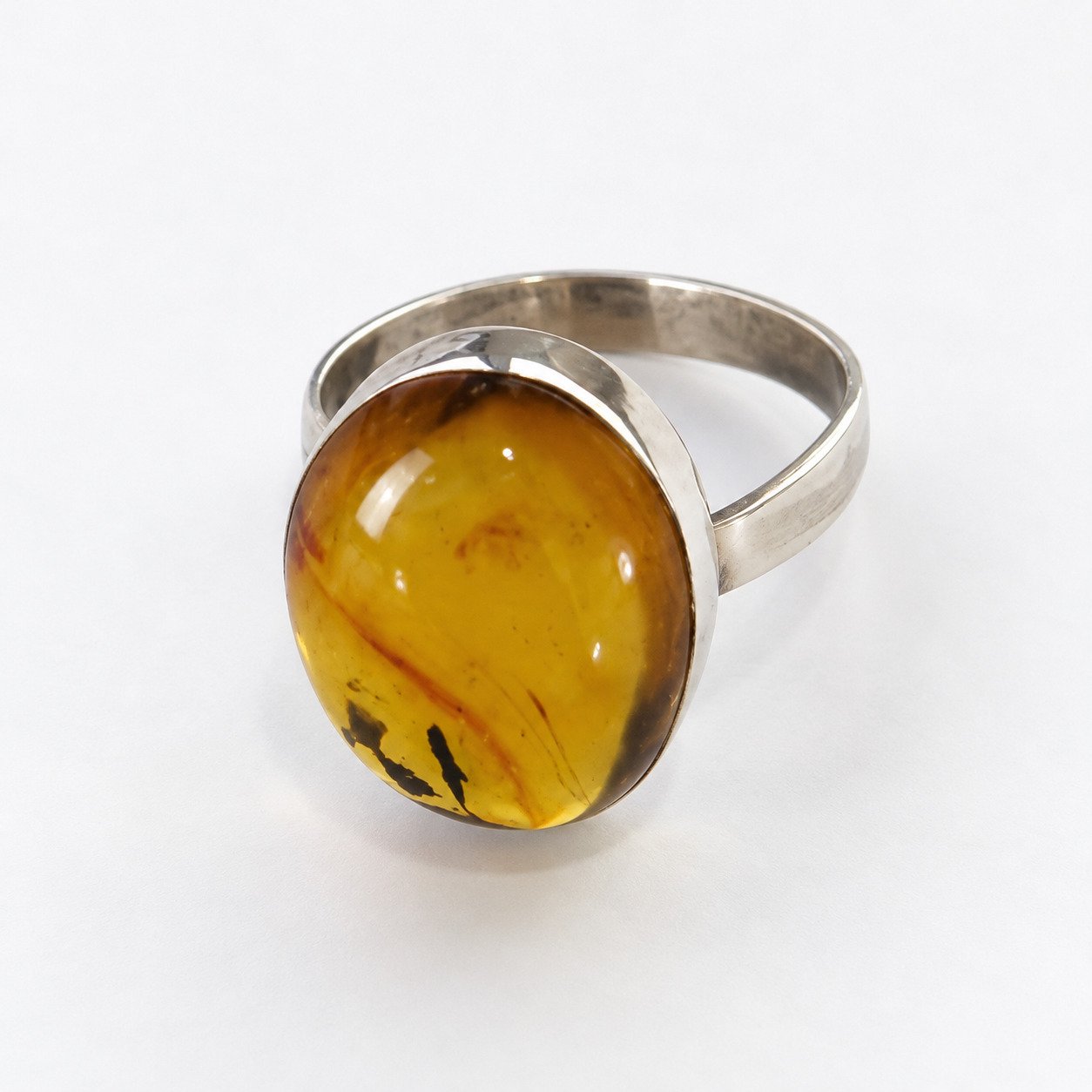 Expertly crafted orange green Dominican amber sterling silver ring 3.3g – photo 2