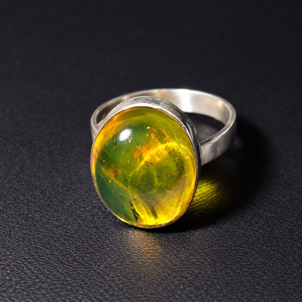 Expertly crafted orange green Dominican amber sterling silver ring 3.3g – photo 5