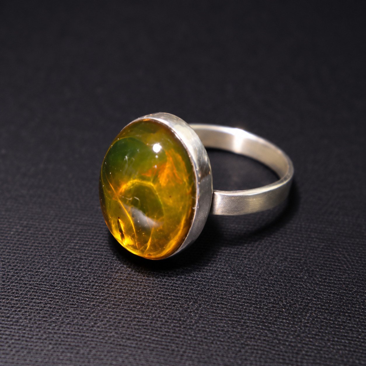 Expertly crafted orange green Dominican amber sterling silver ring 3.3g – photo 7