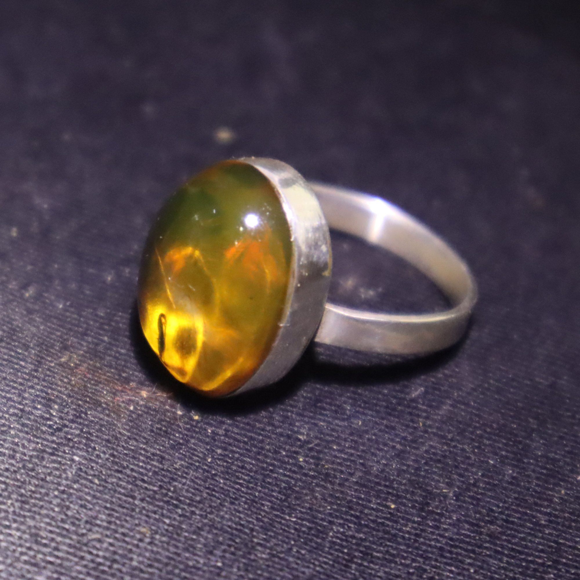 Expertly crafted orange green Dominican amber sterling silver ring 3.3g – photo 8