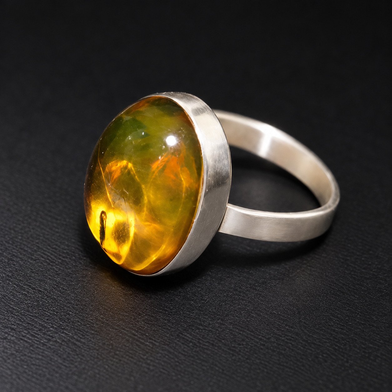 Expertly crafted orange green Dominican amber sterling silver ring 3.3g – photo 9