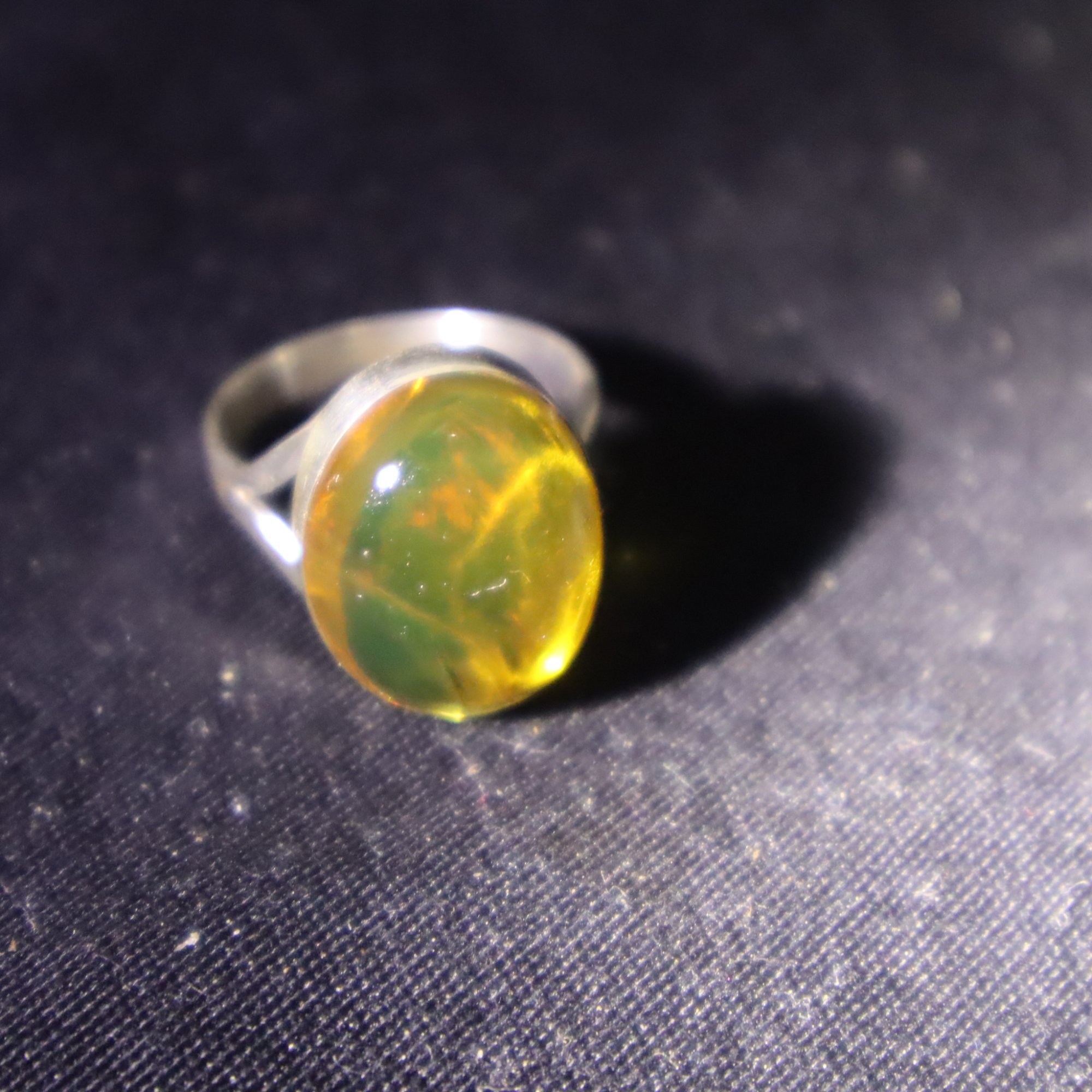 Expertly crafted orange green Dominican amber sterling silver ring 3.3g – photo 10