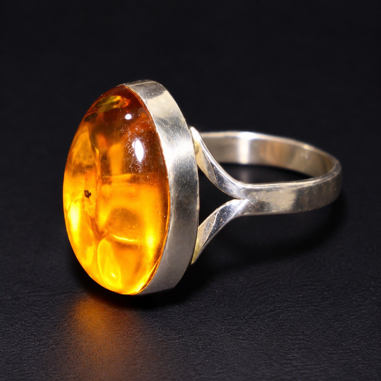 Hand finished orange yellow Dominican amber sterling silver ring 4.4g – photo 6