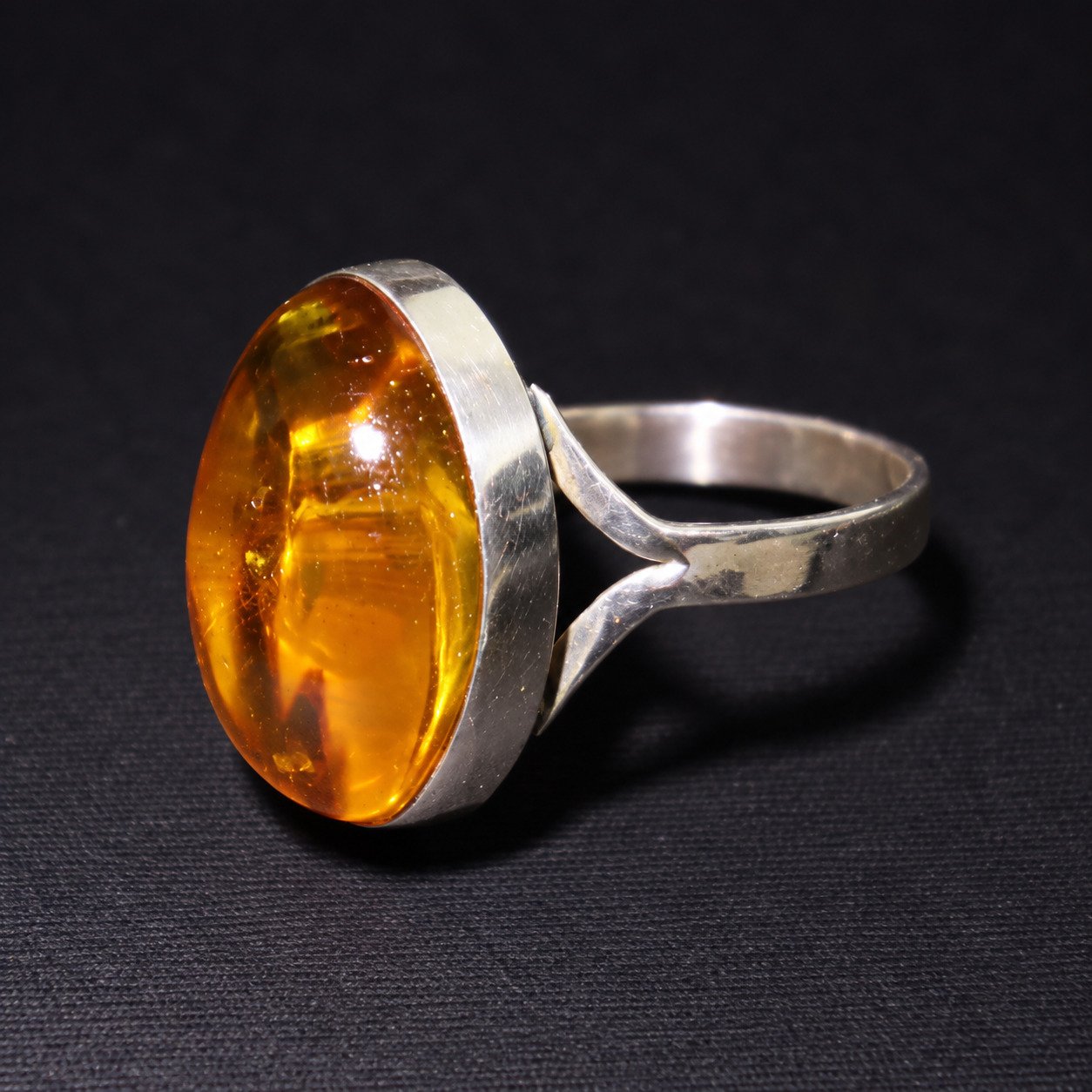 Hand finished orange yellow Dominican amber sterling silver ring 4.4g – photo 8