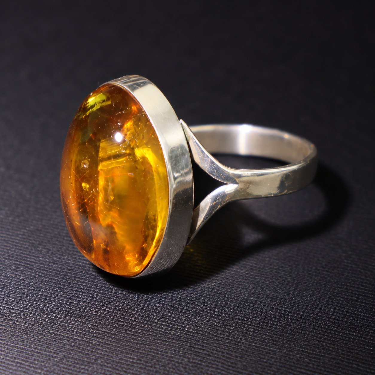Hand finished orange yellow Dominican amber sterling silver ring 4.4g – photo 10