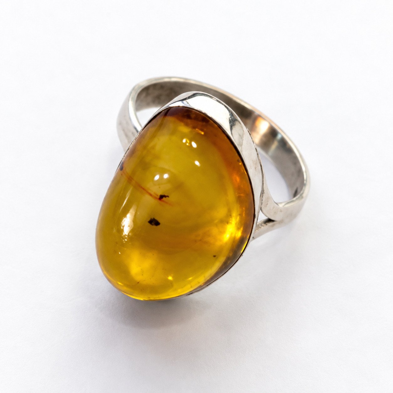 Hand finished orange yellow Dominican amber sterling silver ring 4.4g – photo 12