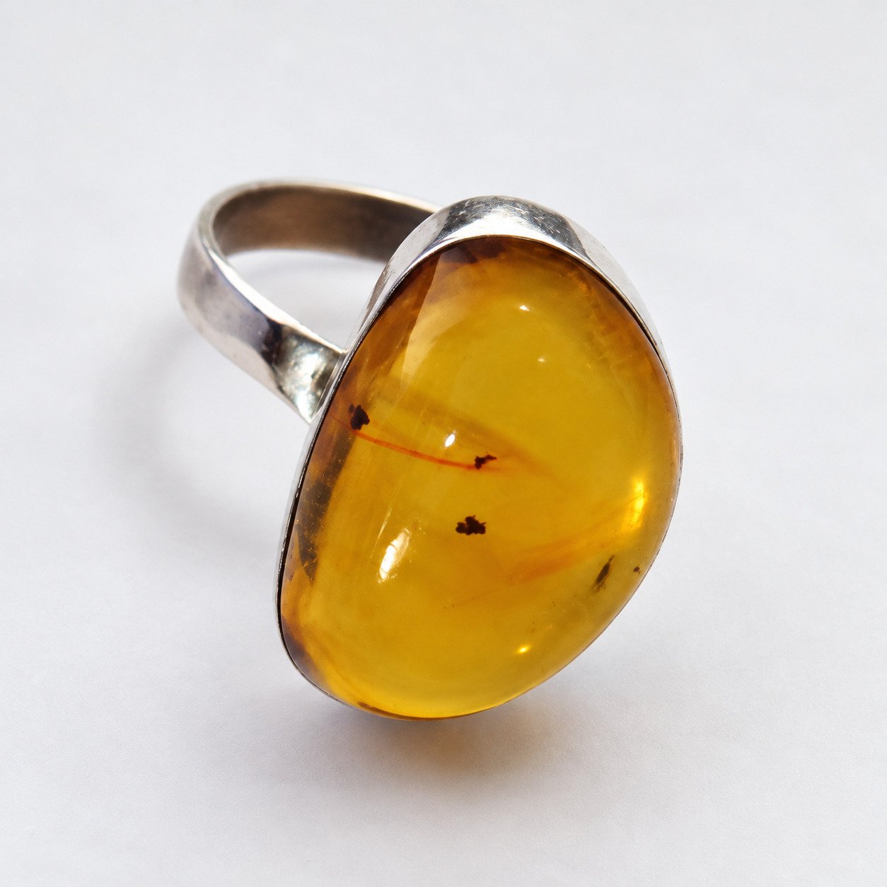 Hand finished orange yellow Dominican amber sterling silver ring 4.4g – photo 13
