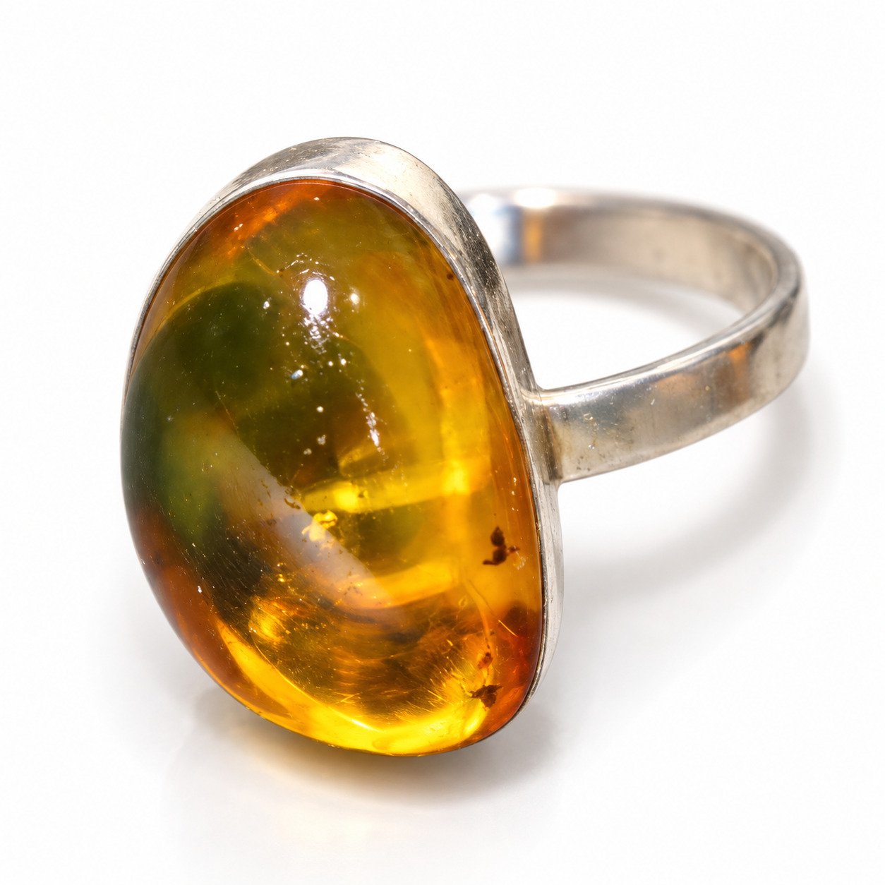 Hand finished orange yellow Dominican amber sterling silver ring 4.4g – photo 19