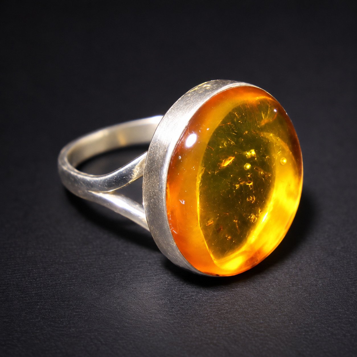 Carefully handmade orange yellow Dominican amber sterling silver ring 4.6g – photo 2