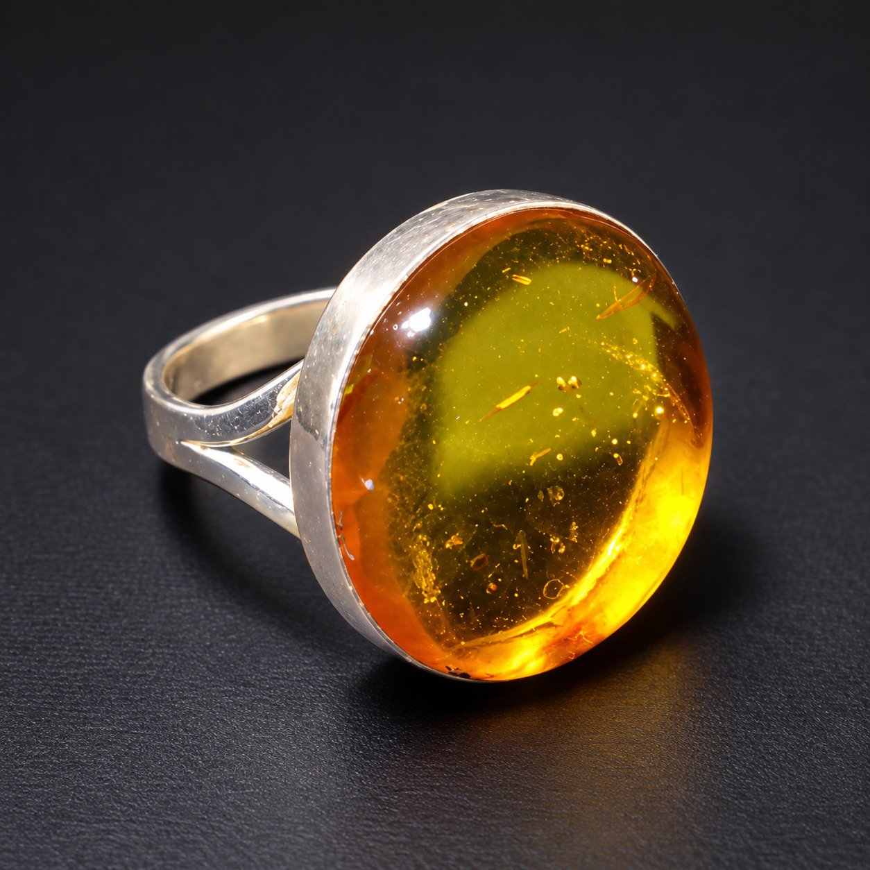 Carefully handmade orange yellow Dominican amber sterling silver ring 4.6g – photo 3