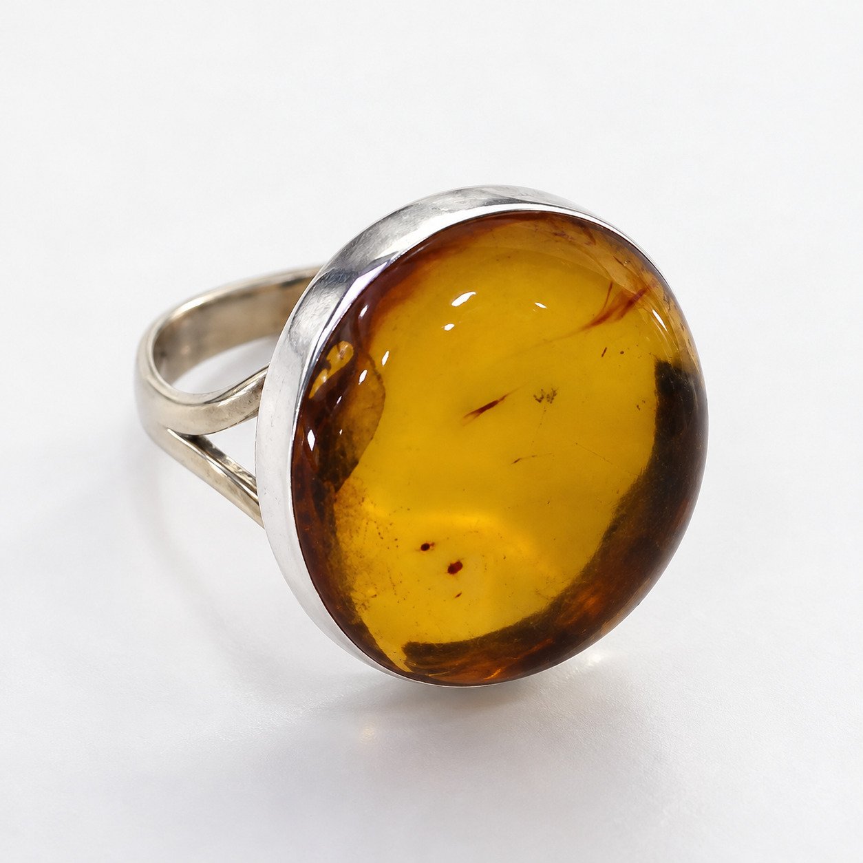 Carefully handmade orange yellow Dominican amber sterling silver ring 4.6g – photo 4