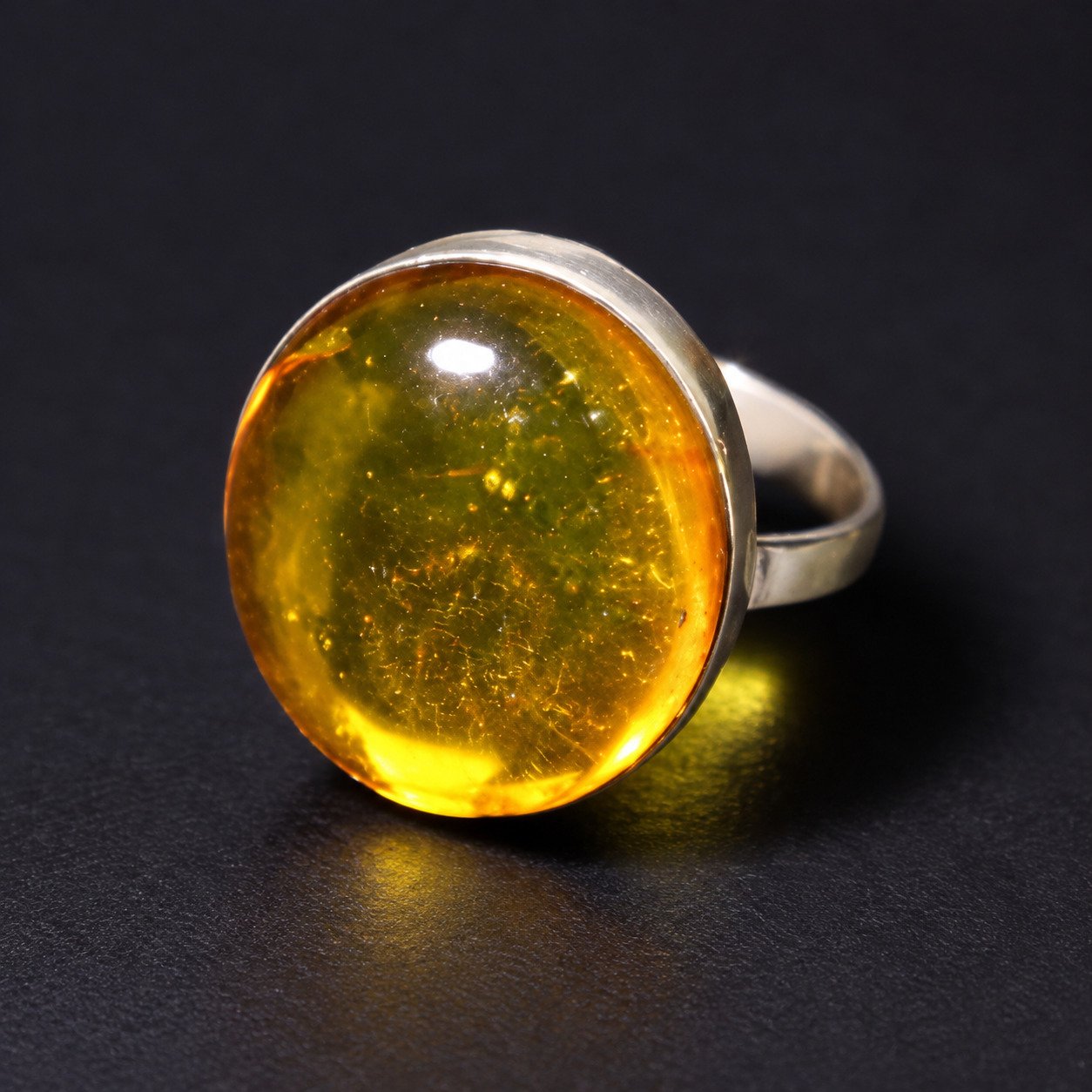 Carefully handmade orange yellow Dominican amber sterling silver ring 4.6g – photo 7