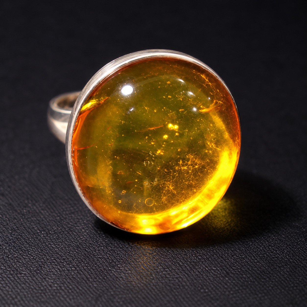 Carefully handmade orange yellow Dominican amber sterling silver ring 4.6g – photo 8