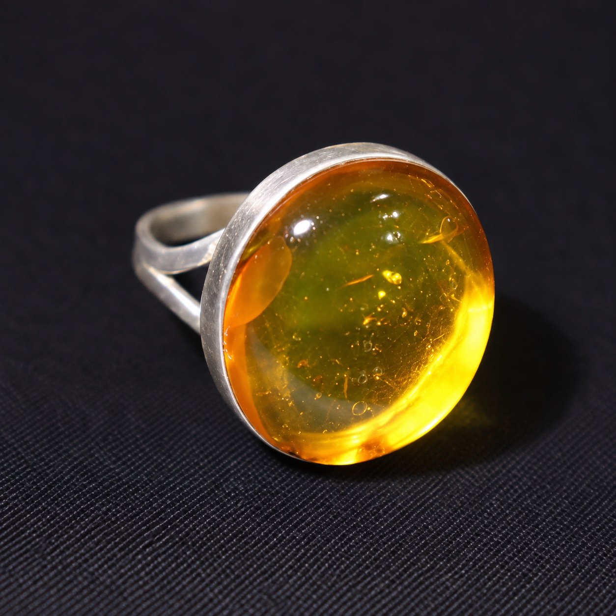Carefully handmade orange yellow Dominican amber sterling silver ring 4.6g – photo 10
