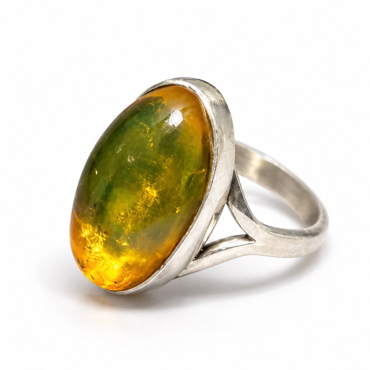 Artisan made orange yellow Dominican amber sterling silver ring Size US 6 – photo 2