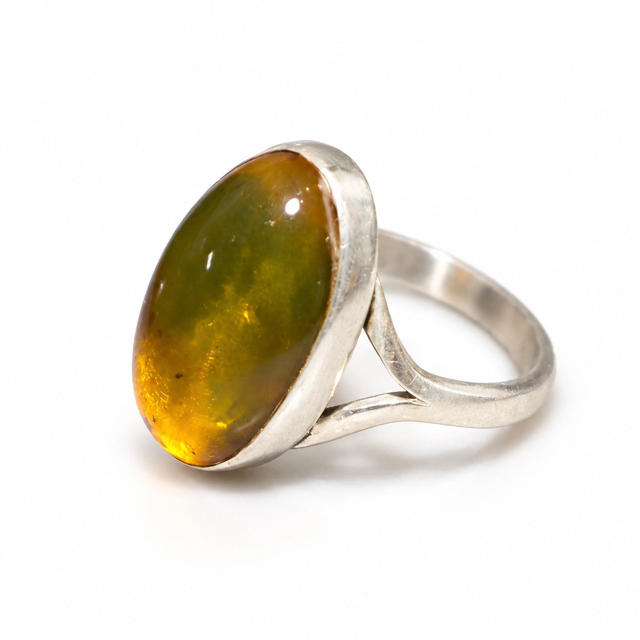 Artisan made orange yellow Dominican amber sterling silver ring Size US 6 – photo 3