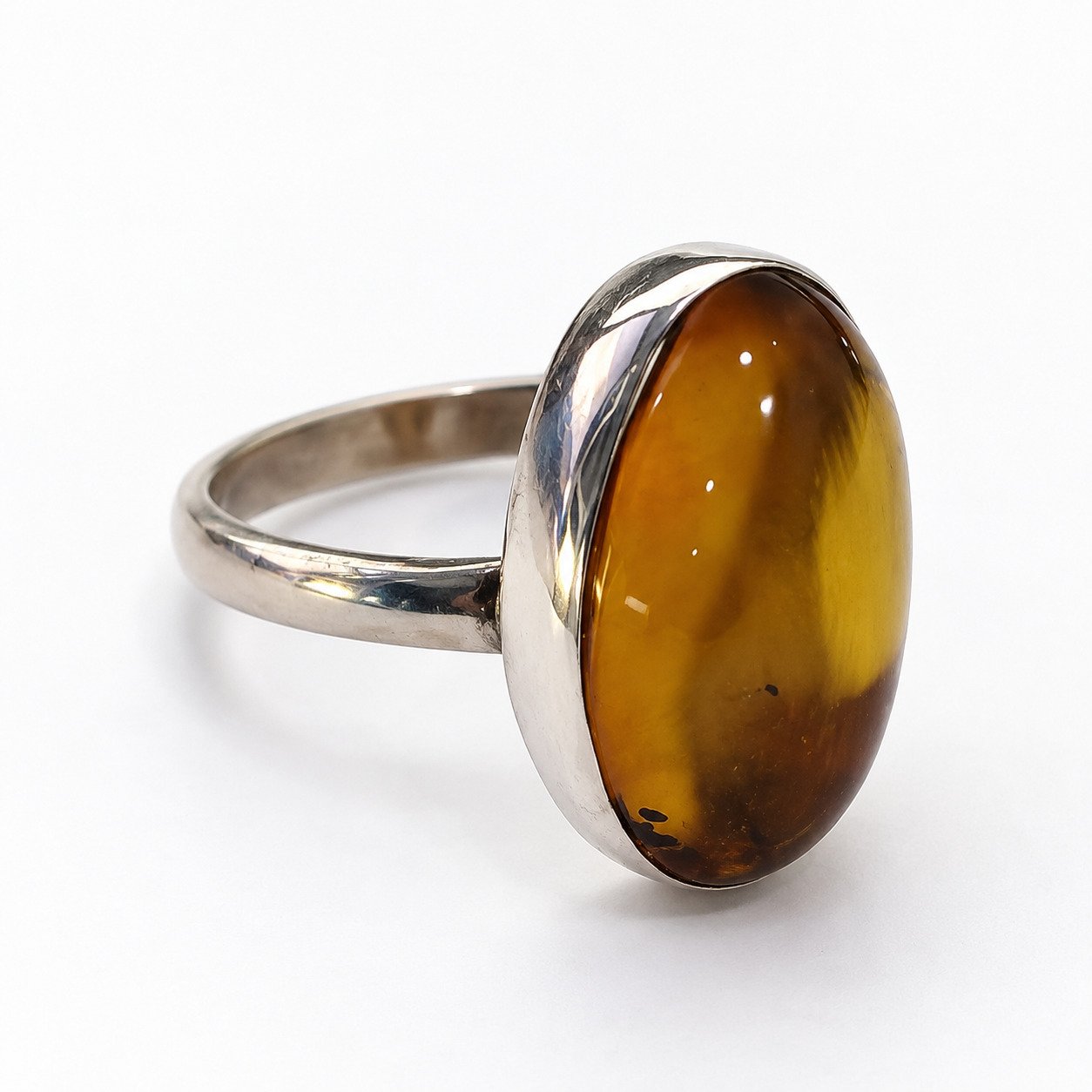 Artisan made orange yellow Dominican amber sterling silver ring Size US 6 – photo 5