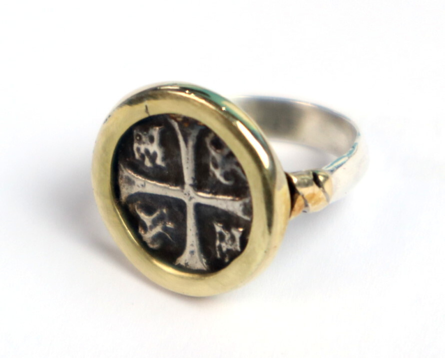 COLONIAL PIRATE Atocha Spain SHIP WRECK COIN .925 Solid STERLING SILVER RING #6.