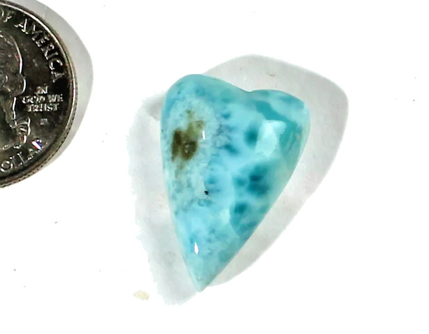 Dominican Handcrafted Natural Blue Heart Larimar Pendant Cabochon 26mm 6grams