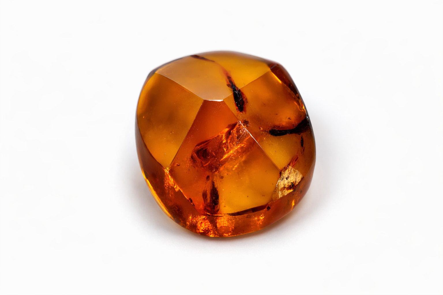 Faceted Natural Dominican Orange Amber Polished Cabochon Stone 22mm