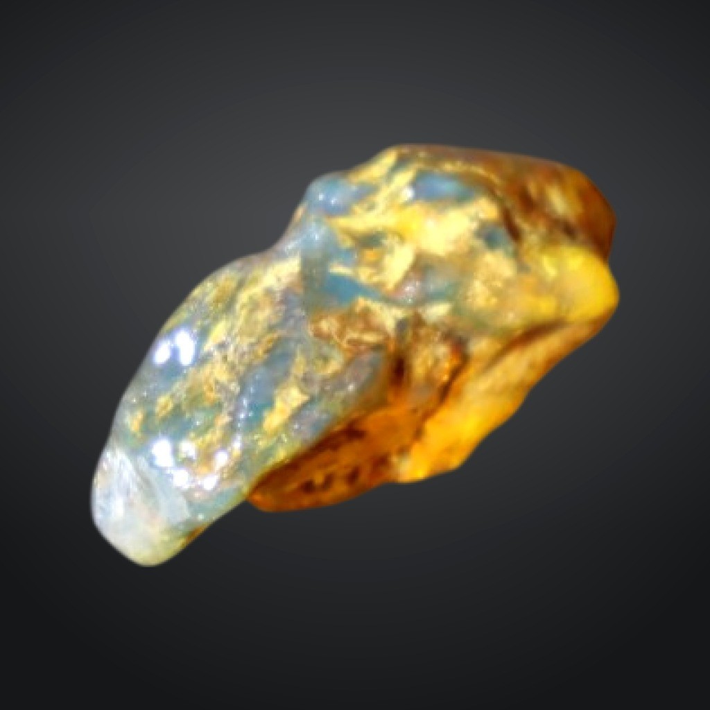 Beautiful Yellow Blue Dominican Amber Rough Specimen Chunk 35mm 3.6g