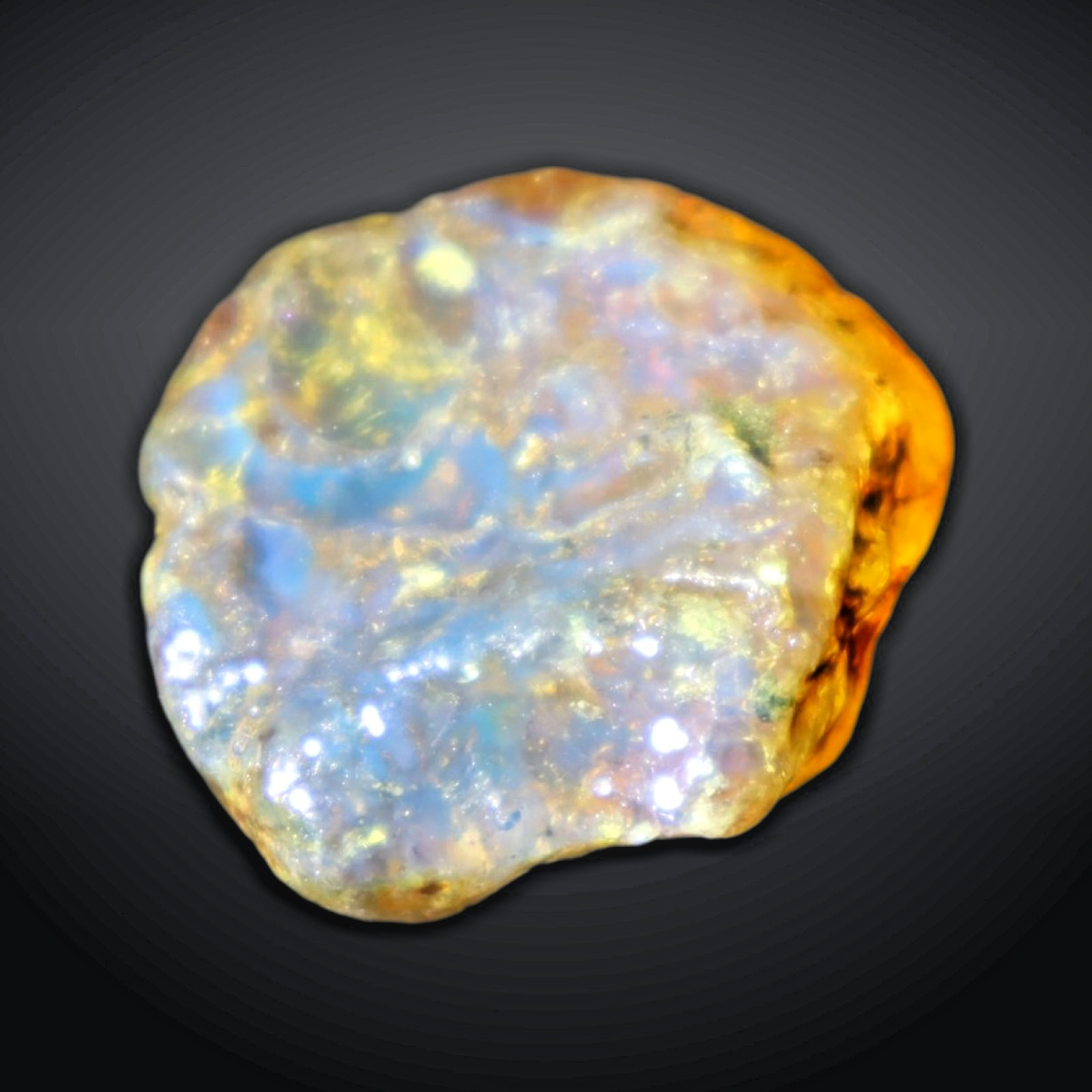 Beautiful Green Orange Blue Dominican Amber Rough Specimen Chunk 32mm 7.7g