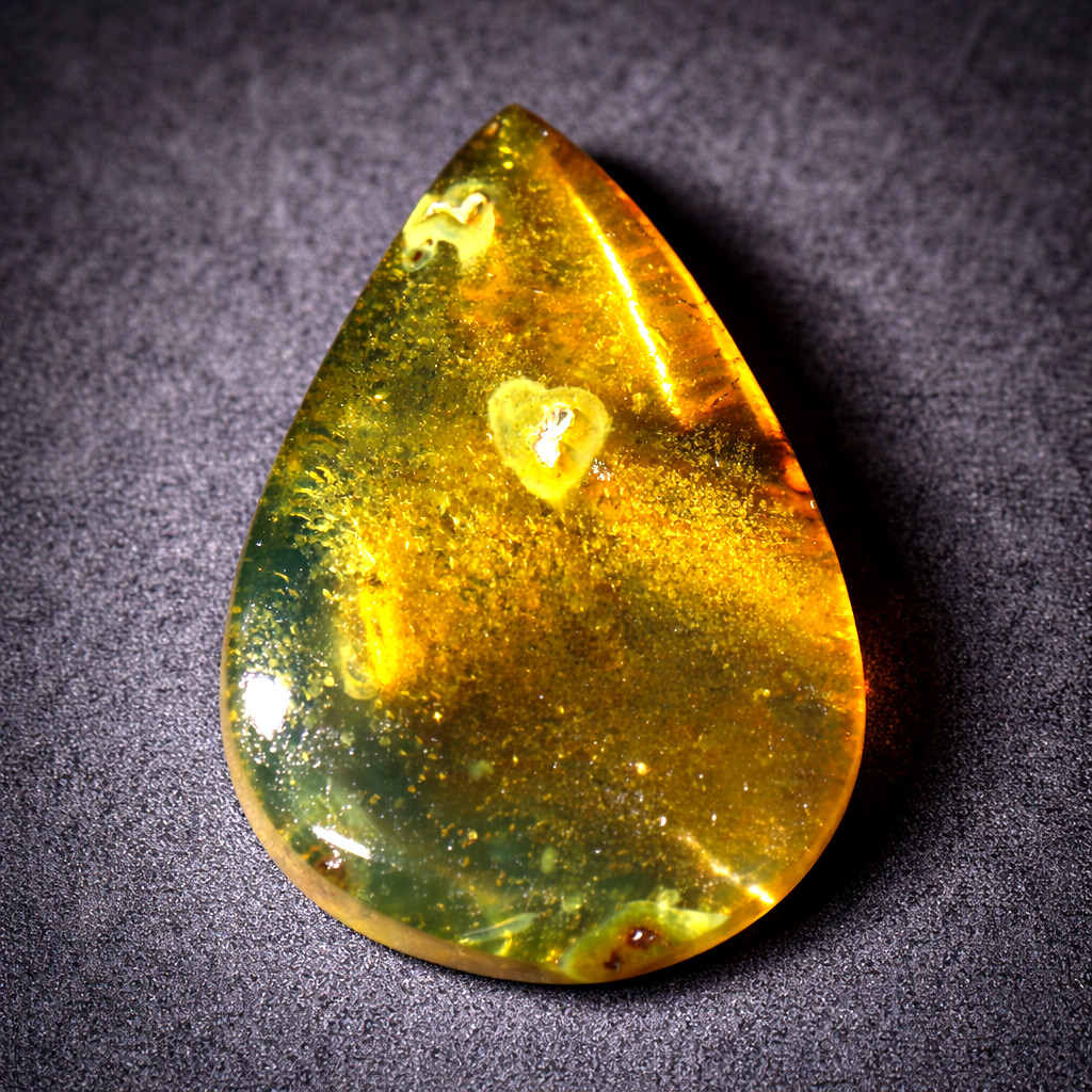 Beautiful Natural Dominican Clear Cognac Blue Amber Polished Stone 26mm